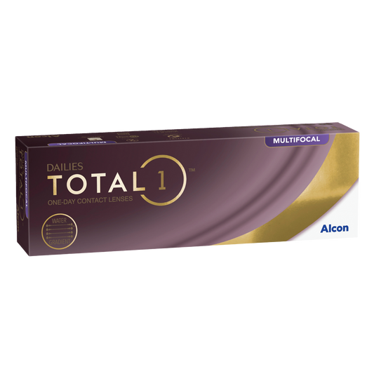 Box of Alcon Dailies Total1 multifocal contact lenses
