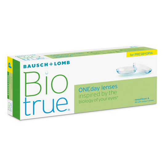 Box of Bausch & Lomb Biotrue for presbyopia contact lenses