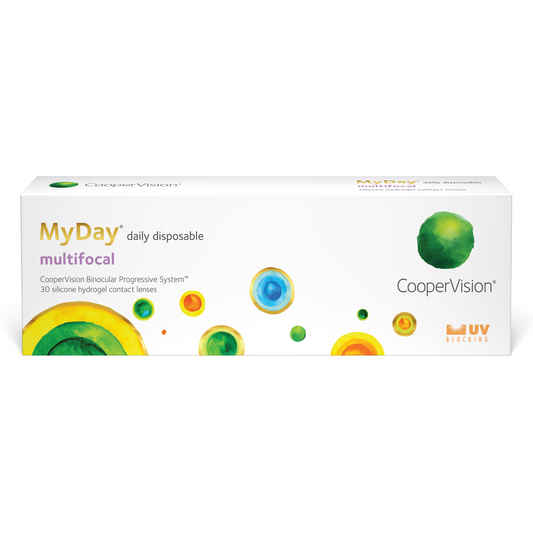 Box of Coopervision MyDay multifocal contact lenses